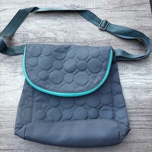 Thirty-One Quilted Crossbody Bag Gray Turquoise Accent Adjustable Strap Everyday
